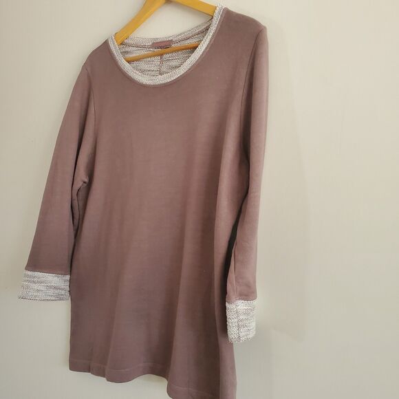Fresh Produce Sunset Sweatshirt Medium Brown French Terry Casual Atheisure Relax - Picture 6 of 12